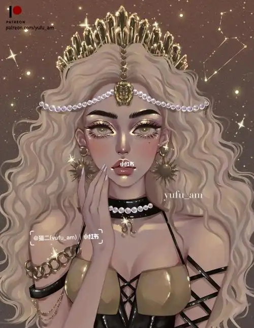 狮子座女生插画星座插画纯欲小姐姐