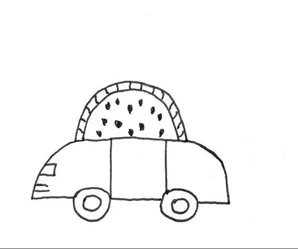 创意插图训练营作业5.24  置换同构:汽车顶部置换成一片西瓜