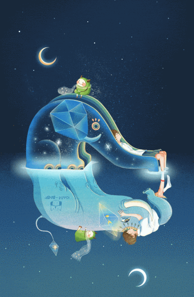 gif动态图 治愈 宇宙 星球 天空 梦幻男生 女神 蓝色系 动图壁纸转载