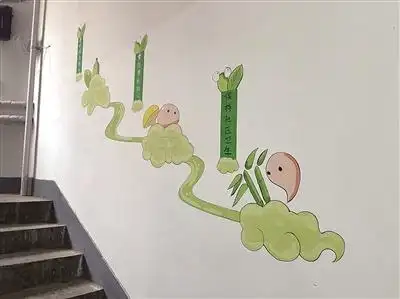 楼道里的绿色环保主题彩绘
