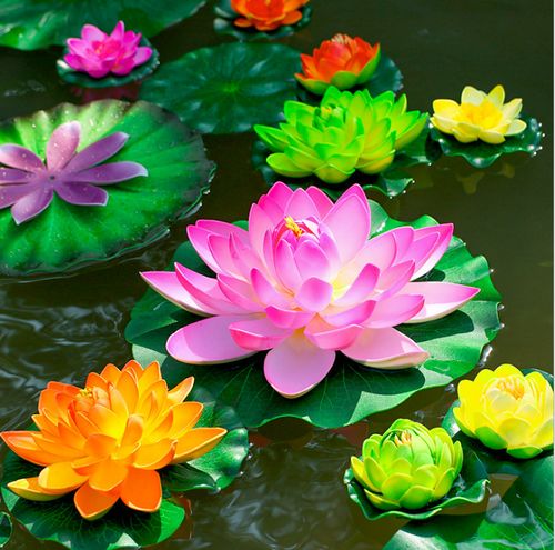 仿真花 水草荷花 水上漂高仿真pu假花 鱼池塘睡莲鱼缸装饰花家