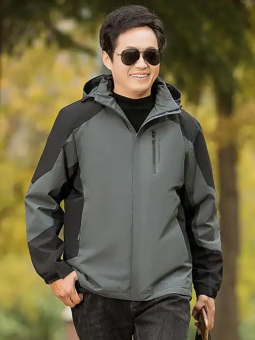 爸爸外套春秋款休闲中老年夹克男50岁60父亲春装中年男士上衣开衫