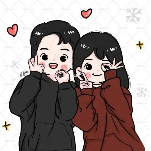 情侣合照转q版手绘