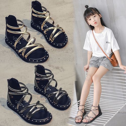 女童凉鞋2022新款小公主鞋夏季时尚网红爆款中大童软底女孩罗马鞋