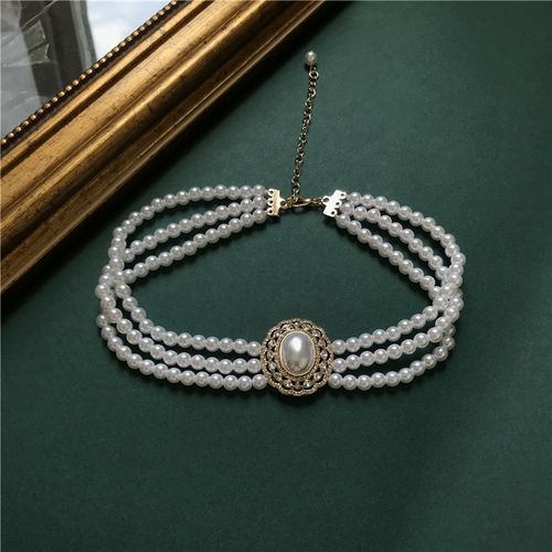 包邮 复古优雅多层珍珠项链赫本风法式百搭锁骨链旗袍礼服配饰女