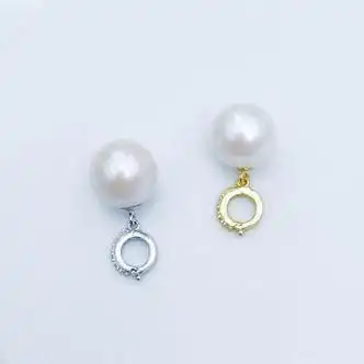 正圆淡水珍珠单珠吊坠银微镶扣时尚气质s925银色白珠项链银色1112mm