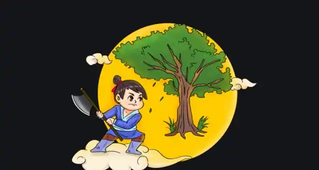 "吴刚便开始伐桂,但吴刚每砍一斧,斧起而树