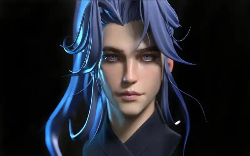 【zbrush雕刻】古风美男3d模型制作,标准人头雕刻教程,完美脸部线条