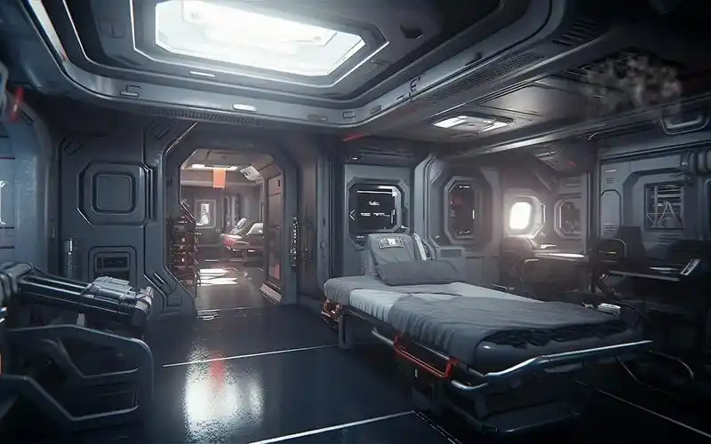 科幻前哨医学实验室,睡眠,学习,放松的科幻氛围