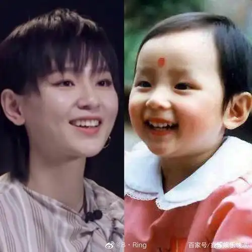 周笔畅分享童年照,粉丝上传其多张呆萌童年照,表情惊人一致