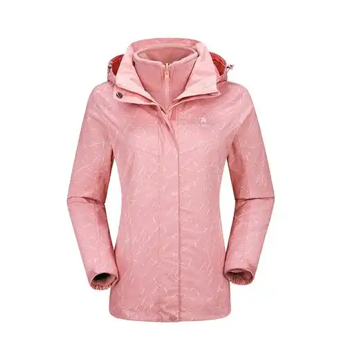 骆驼户外冲锋衣女潮牌加绒加厚三合一两件套防风防水可拆卸外套女