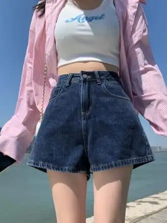 lachapellehomme拉夏贝尔甜辣高腰牛仔短裤女春夏季新款小个子可爱