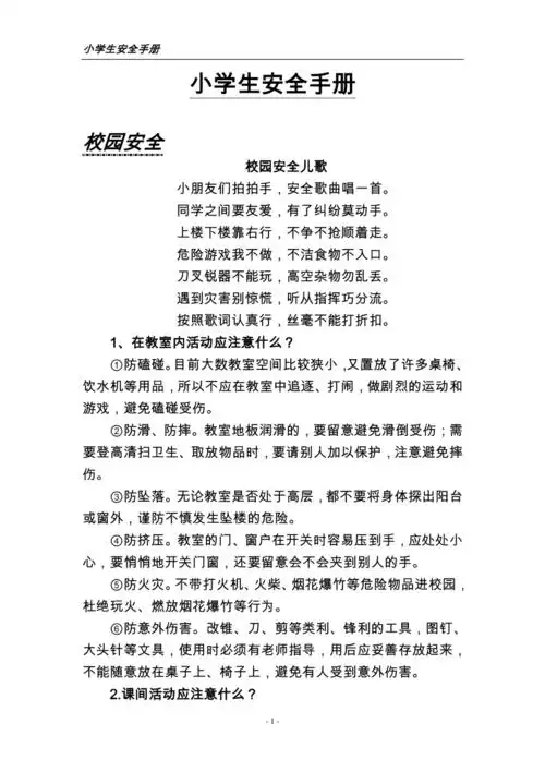 小学生安全手册doc