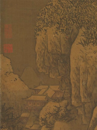 宋 范宽  《雪山萧寺图》轴(局部)