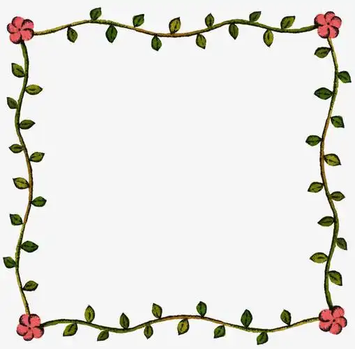 手绘方形叶藤边框元素