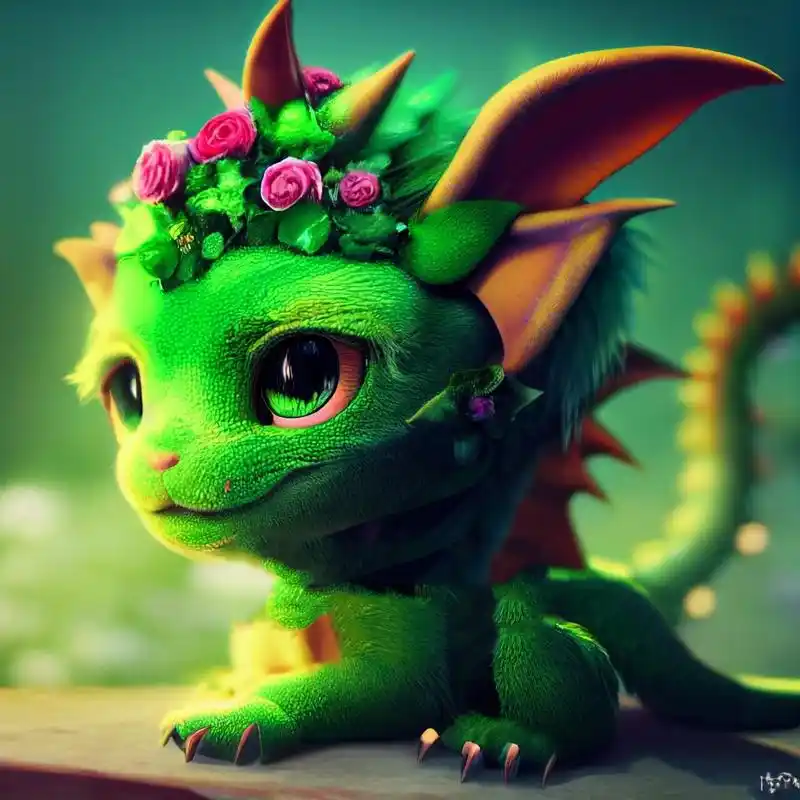 可爱的绿色萌宠小龙