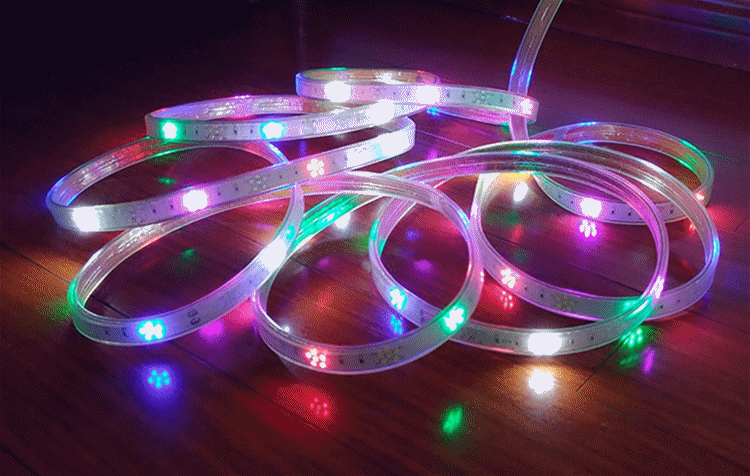 户外led灯带超亮防水跑马七彩变色闪光室外围墙灯220v霓虹灯彩色 3014