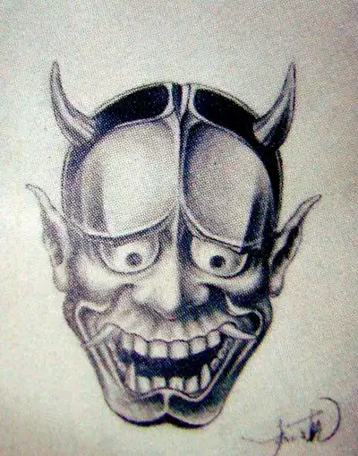 湖北随州纹身店:黑白日本般若纹身图案图片