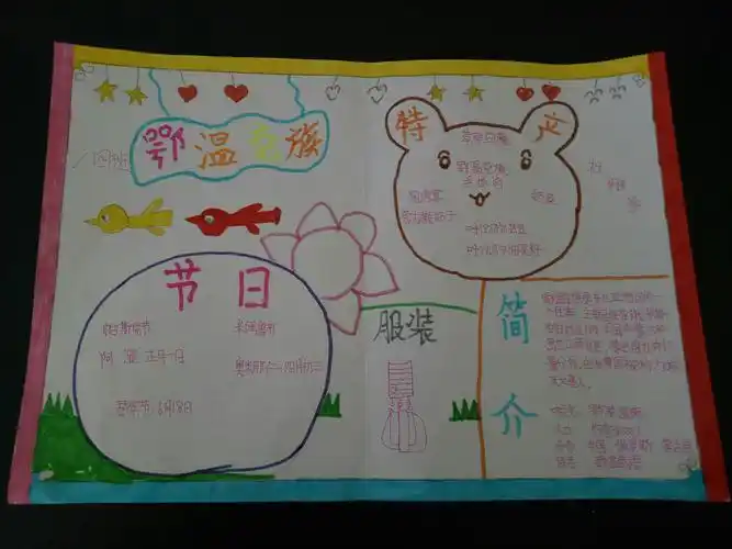 一年级四班怒族手抄报展示