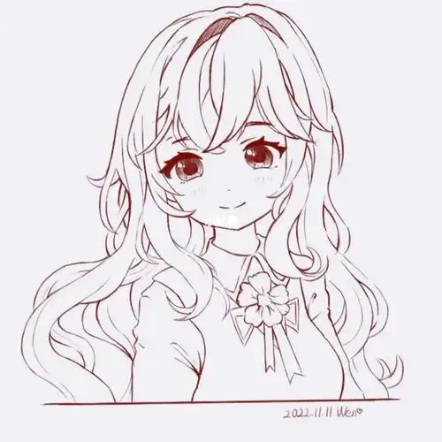 动漫头像  #线稿  #动漫 #头像手绘 #动漫素材  附原图