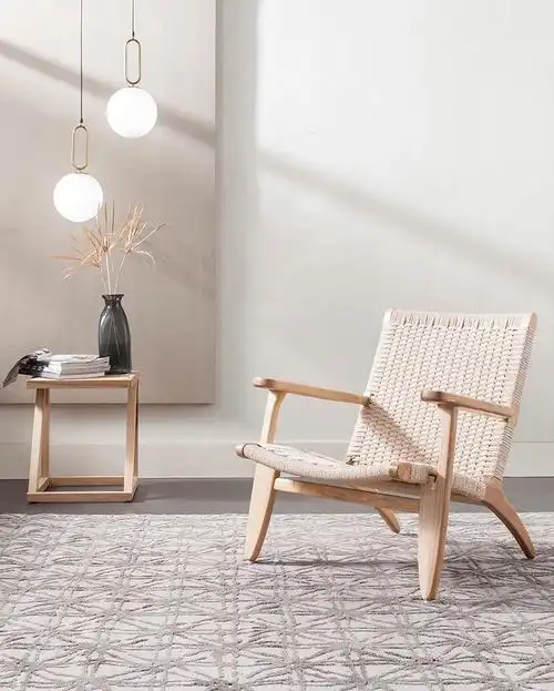 椅子分享侘寂风实木编织休闲椅