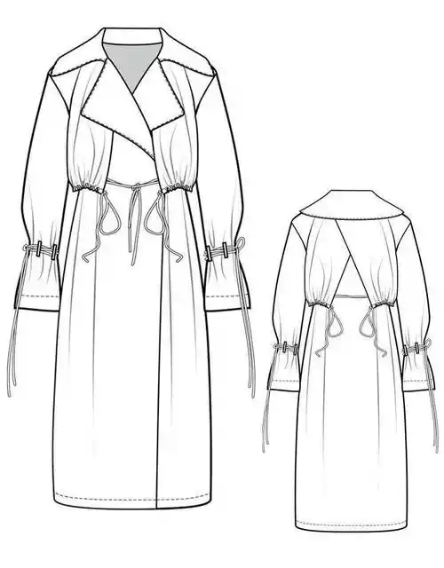 服装设计款式图上衣正反面款式图ai绘画