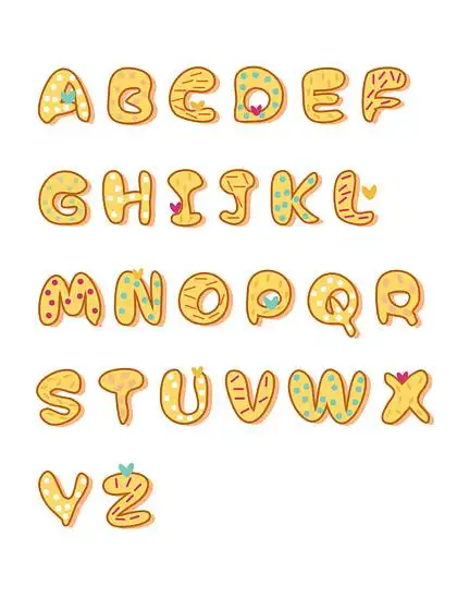 传染媒介例证cookie的英文字母1373725卡通可爱26个英文字母手绘甜品