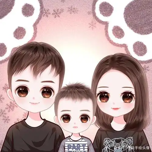 安全感自己给,一家三口,四口,五口头像手绘