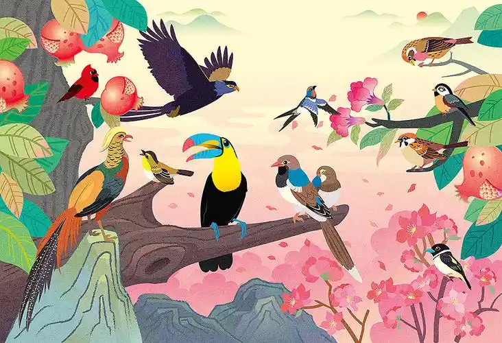 百鸟朝凤|插画|儿童插画|momohuhu - 原创作品 - 站酷 (zcool)