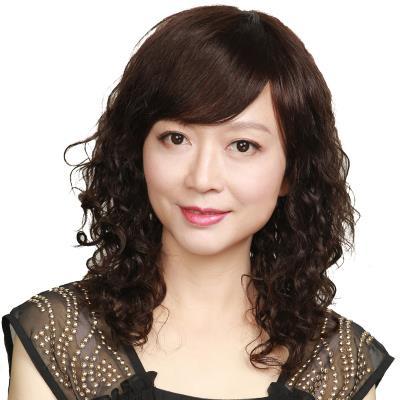 女长卷发中老年妈妈圆脸发型斜刘海中长假发真人发丝女全0人付款1410
