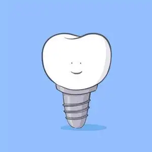 蓝底白色种植牙矢量图照片