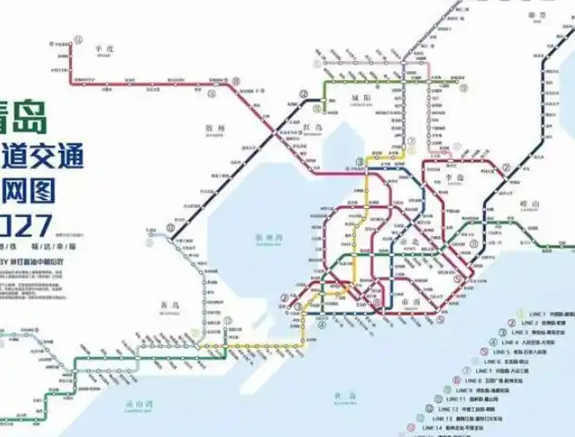 青岛"新规划"一条半环形地铁,长约32.7千米,共设站28座