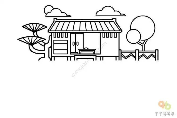 古镇简笔画图片