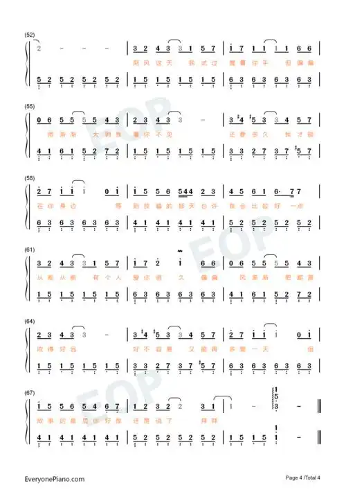 晴天原调简单版周杰伦双手简谱预览4