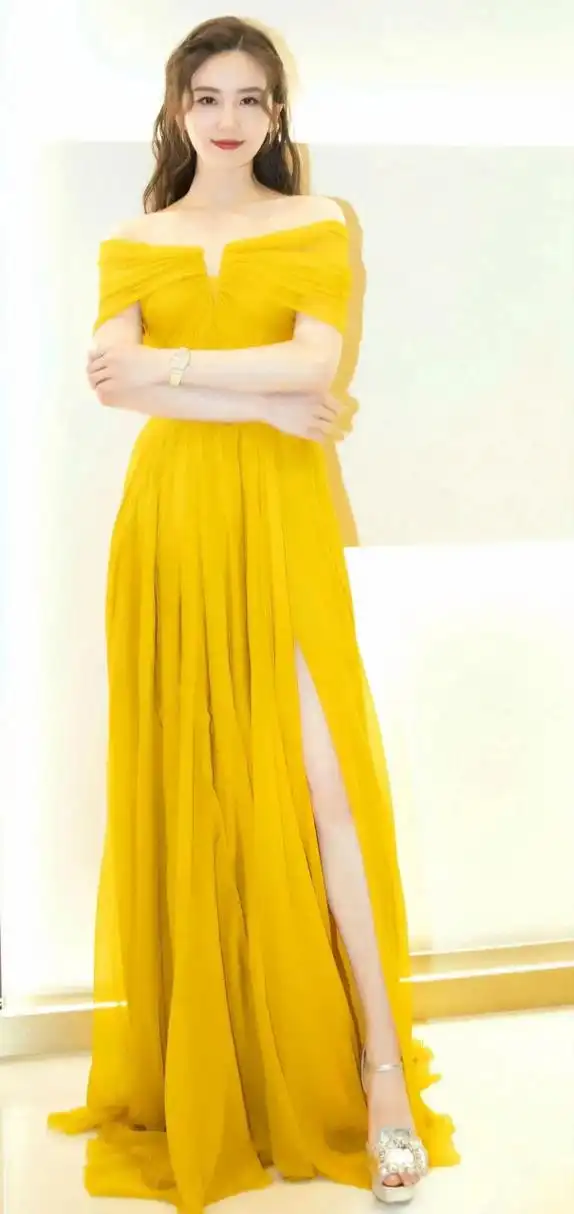 一组刘诗诗五六颜色长裙风情万种迷人气质魅力 黄色,绿色,红色,四种