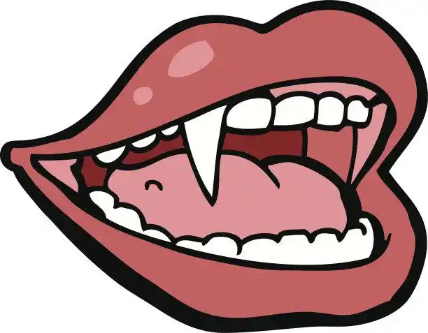 吸血鬼,尖牙,可爱的,嘴唇,矢量插画素材_id:107773836