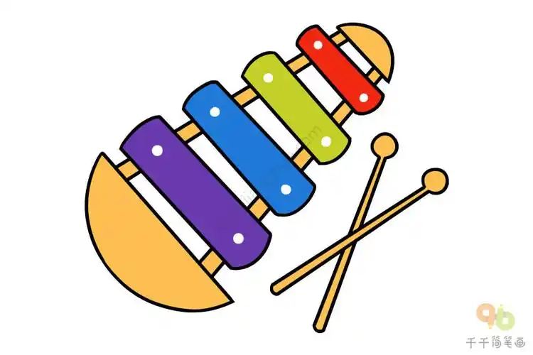 一组简单的乐器简笔画教程