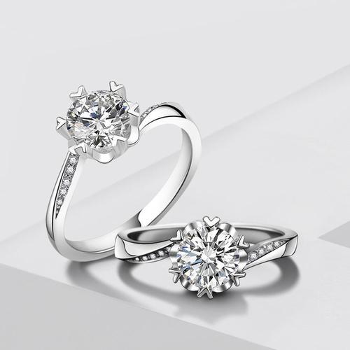2021新款扭臂雪花1克拉仿真钻石女戒指 花漾重工艺术手饰求婚戒子