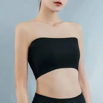 白色抹胸内衣女无肩带内搭防走光遮胸裹胸一片式打底上衣围胸夏季黑色