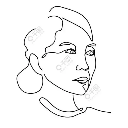 韩国女孩简介女性角色孤立图标人类特征线性肖像亚洲女性形象孤立素描