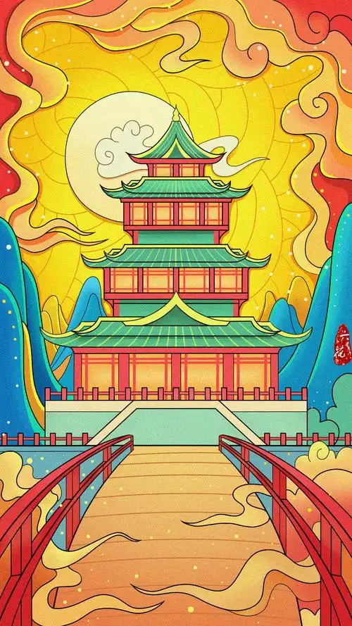 临摹走尺国潮国风古建筑练习|插画|创作习作|姚六花_临摹作品-站酷