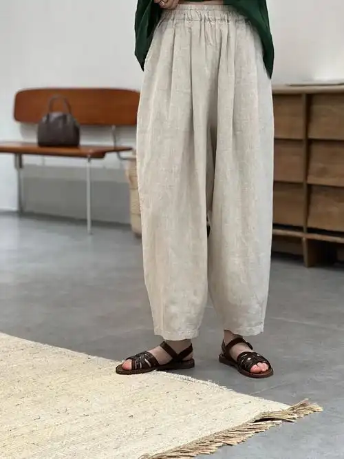 每日穿搭#好搭的裤子#亚麻气球裤