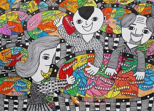 幼儿获奖科幻画《七彩蚕梦》__科幻画_科幻画图片大全_学画画网_国内