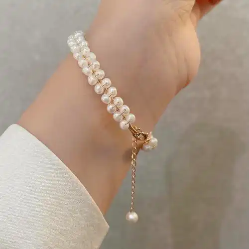 yz手作天然淡水珍珠手镯小众设计气质个性手镯