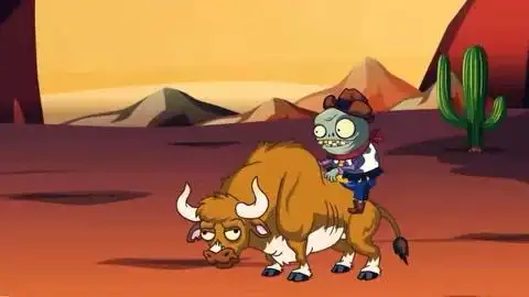 植物大战僵尸,骑牛僵尸耍酷