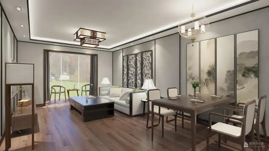 中式风格客餐厅装修设计效果图
