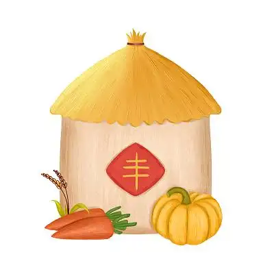 卡通手绘粮仓农民秋天农作物丰收元素秋天粮仓