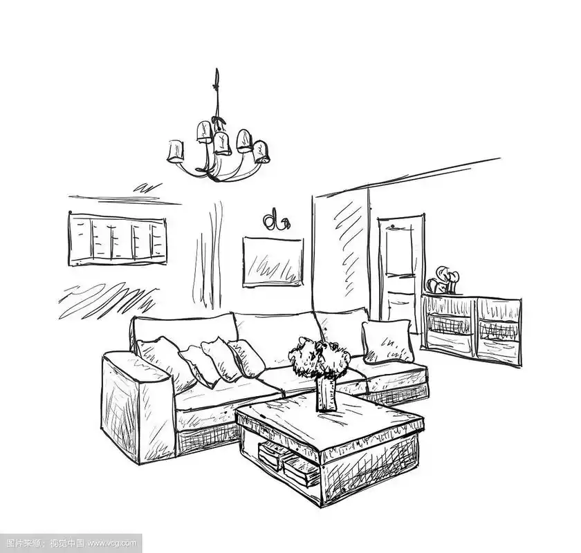 手绘室内草图