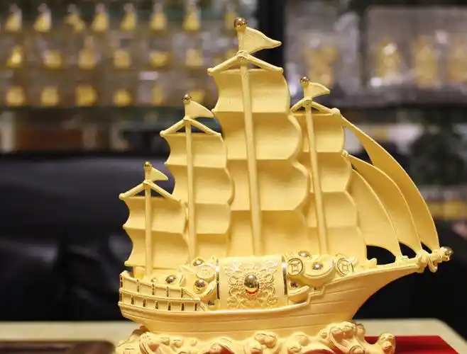 金馨豪品绒沙金如意吉祥一帆风顺四杆帆船办公室商务乔迁开业礼品