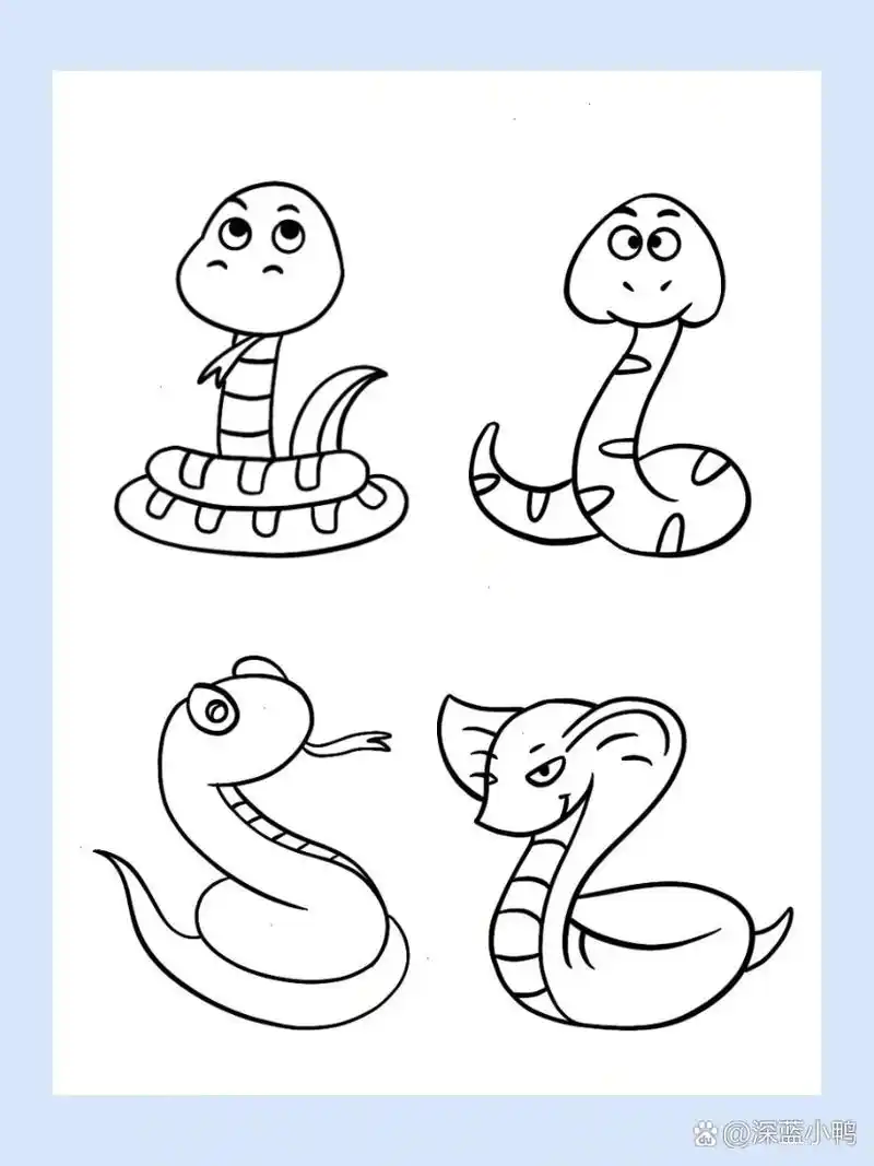 简笔画|动物篇 蛇 36/60 979797 小青蛇
